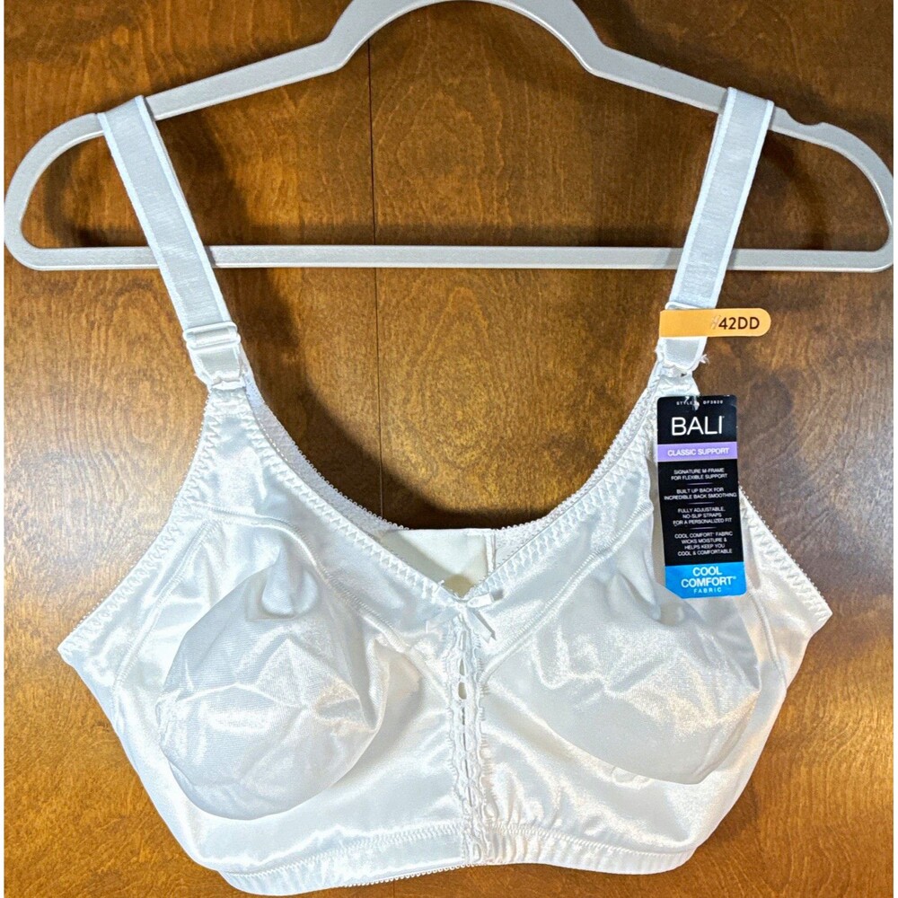 Bali Classic Support Wireless Full Coverage Cool Comfort Bra White 42DD